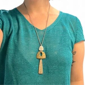 Adjustable length multi metal mixed metal geometric necklace